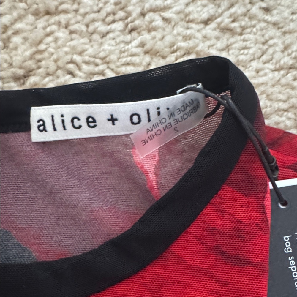 NWT Alice + Olivia Chara Vegan Leather Crewneck Mini Dress - Picture 6 of 8